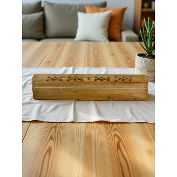 Wooden Incense Burner Box Holder Aromatherapy Cone Stick Storage Rustic Decor - Picture 4 of 9